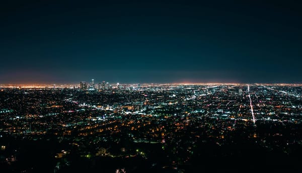 Обои Los Angeles, City, Dark, Skyscrapers, California, Nigth, Ligth
