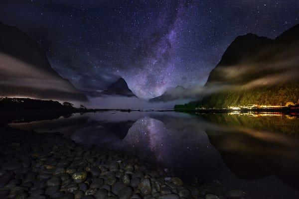 Обои Новая Зеландия, ночь, Milford Sound