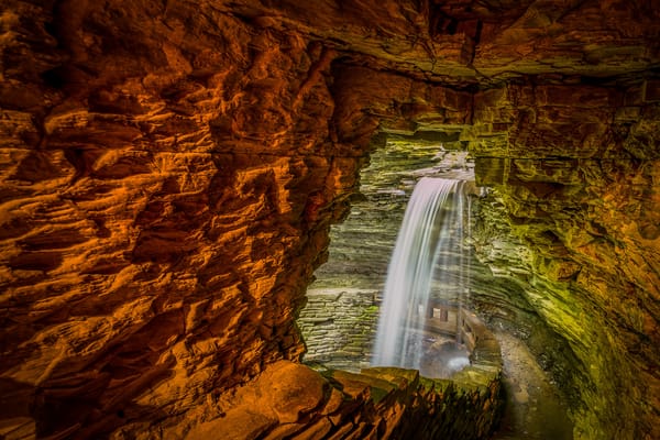Обои Watkins Glen State Park, камни, водопад, Cavern Cascade, пещера, скалы