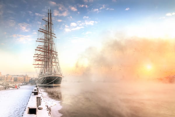 Обои Санкт-Петербург, барк Седов, зима