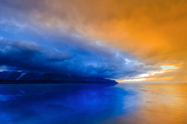 Обои Lake, Sunset, Reflections, Switzerland, Winter, Geneva, Clouds, Mountain, Montreaux, Water