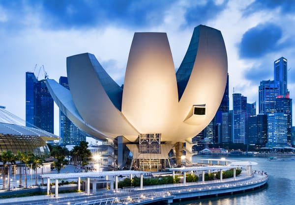 Обои здание, Singapore, небоскребы, набережная, кран