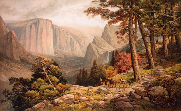 Обои живопись, painting, картина, Californie, 1887, The Mariposa Trail in the Yosemite Valley, Andrew Melrose
