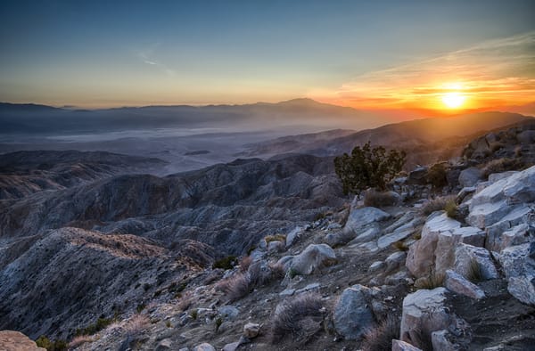 Обои Riverside County, камни, рассвет, пустыня, California, горы