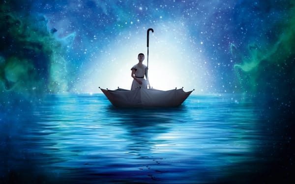Обои Cirque du Soleil: Worlds Away, Cirque du Soleil: Сказочный мир, девушка, звезды, зонтик, ночь, вода