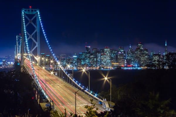 Обои Калифорния, California, залив Сан-Франциско, San Francisco Bay, Сан-Франциско, мост, ночной город, San Francisco, Bay Bridge