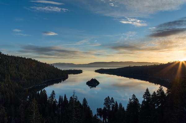 Обои лес, озеро Тахо, восход, горы, Lake Tahoe, утро