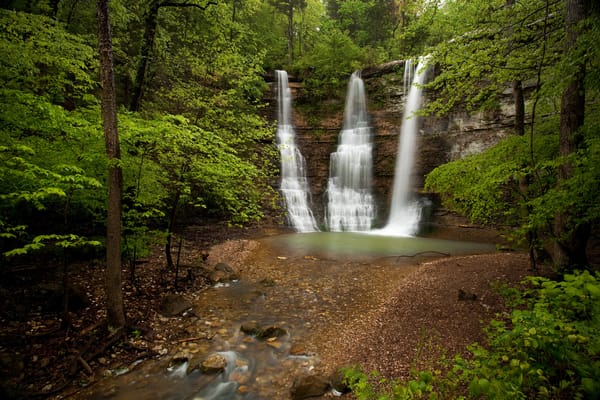 Обои Арканзас, водопад, Buffalo National River Park, Triple Falls, лес, скала, Arkansas