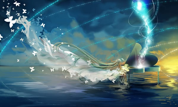 Обои vocaloid, hatsune miku, рояль