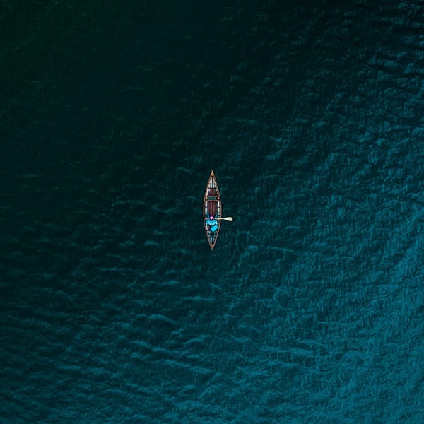 Обои лодка, море, вид сверху