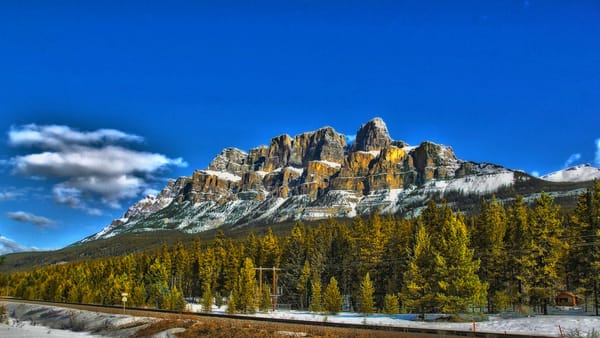 Обои деревья, горы, пейзаж, castle mountain