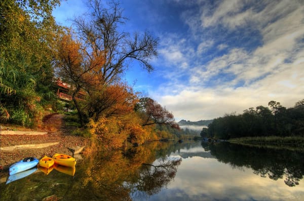 Обои пейзаж, california, healdsburg, река, лодки