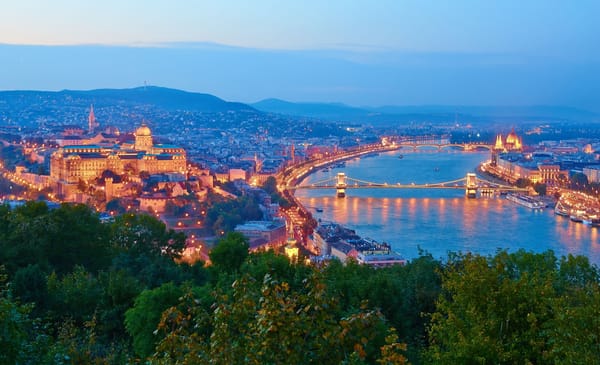 Обои закат, река дунай, budapest