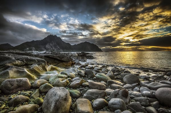 Обои горы, norway, lofoten islands, океан, лофотенские острова, камны