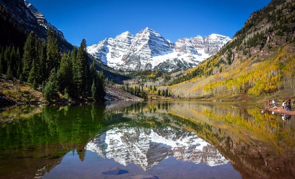 Обои горы, марун-беллс, maroon bells, colorado, usa, aspen, снег, озеро, аспен, отражение, колорадо, maroon lake, лес, forest