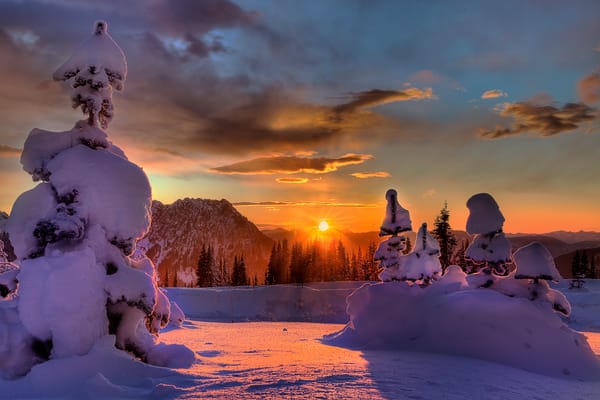 Обои usa, washington, mount rainier national park, paradise area, last bit of light