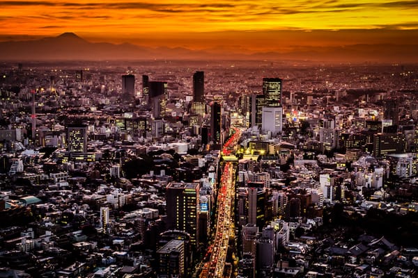 Обои tokyo, sunset over