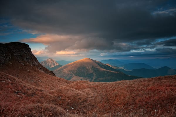 Обои закат, горы, carpathians, пейзаж