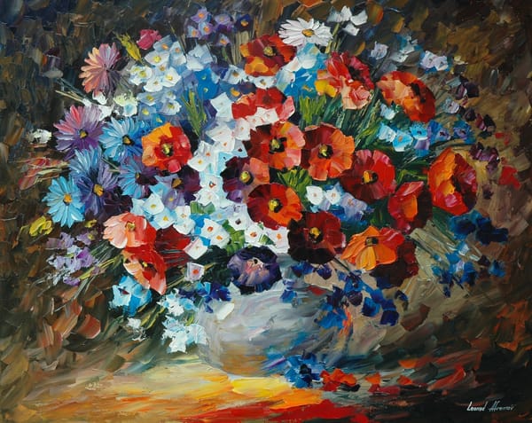 Обои цветы, leonid afremov, картины, живопись