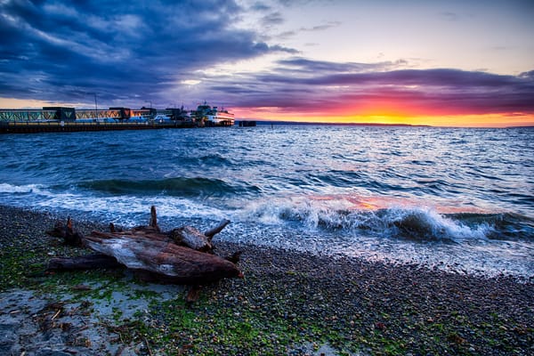 Обои закат, sunset, washington, edmonds, beautiful beach