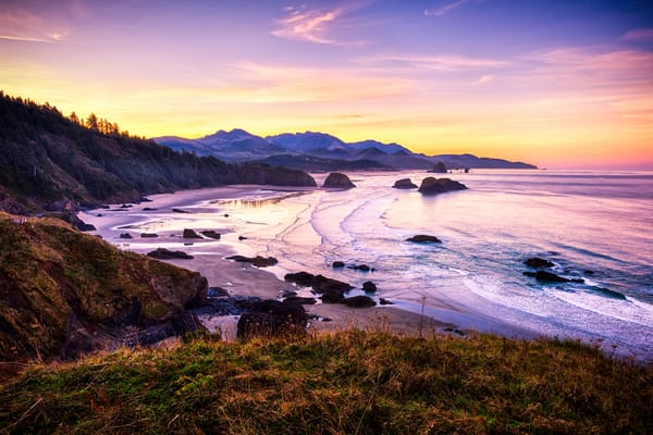 Обои закат, пейзаж, oregon, cannon beach
