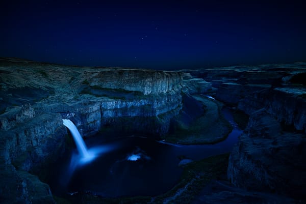 Обои ночь, водопад, palouse falls, washington