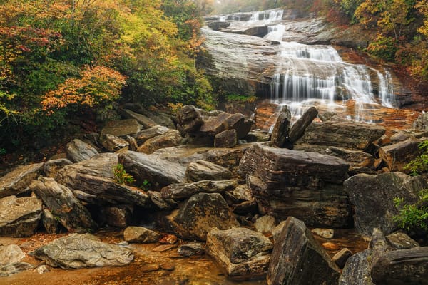 Обои Second Falls, осень, Северная Каролина, водопад