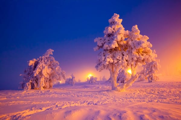 Обои зимний пейзаж, снег, деревья, сугробы