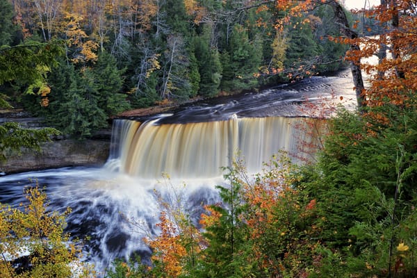 Обои upper tahquamenon falls, осень, река, michigan