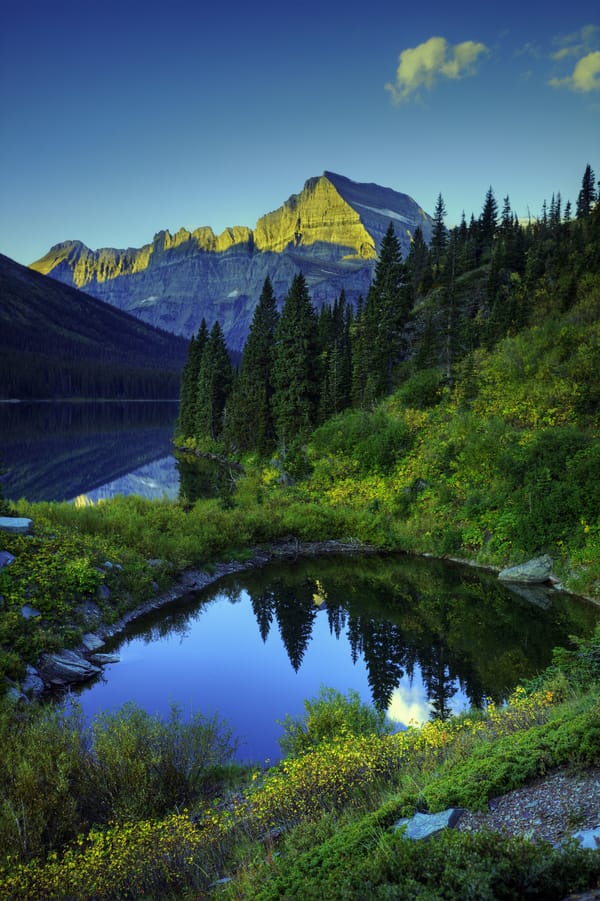 Обои Lake Josephine, Национальный парк Глейшер, деревья, Glacier National Park, горы, озеро, пейзаж