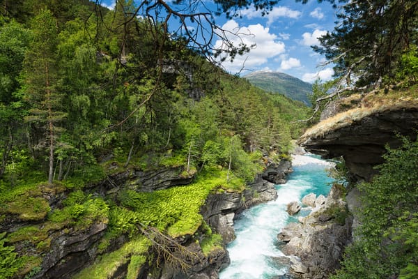 Обои Carving a Canyon, река, Slettafossen, Norway