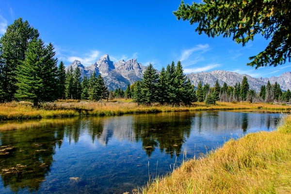 Обои Grand Teton National Park, река, горы, Wyoming