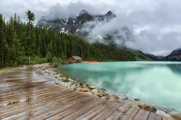 Обои Озеро Луиз, горы, Alberta, Канада, скалы, пейзаж, деревья, Fairview Mountain, Lake Louise, озеро