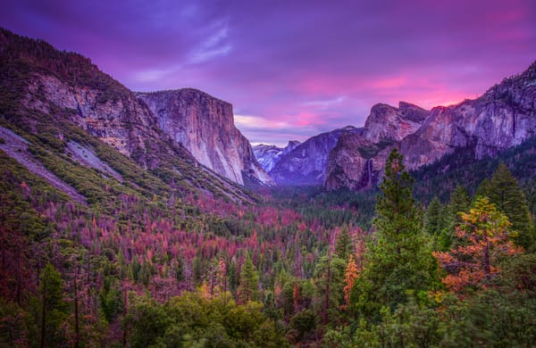 Обои Национальный парк Йосемити, Калифорния, пейзаж, California, горы, деревья, Yosemite National Park, закат