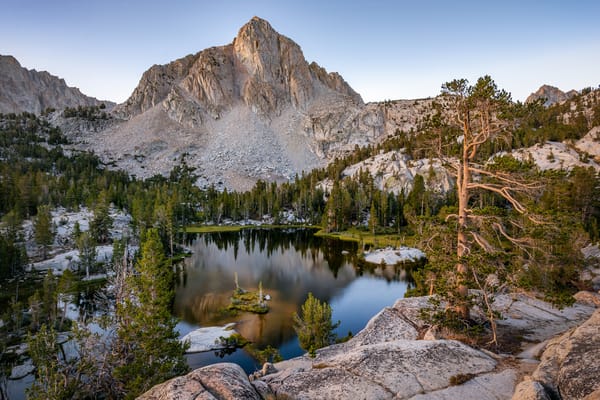 Обои рассвет, Sabrina Basin, Inyo National Forest, гора, озеро, USA, California, Emerald Lake