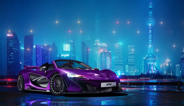 Обои McLaren P1, ночной город, гиперкар, McLaren, фотошоп