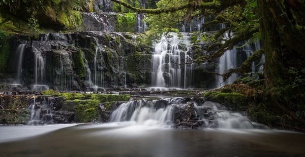 Обои Purakaunui Falls, река, река Перакауни, The Catlins, Южный остров, South Island, каскад, Катлинс, New Zealand, водопад, Purakaunui River, Новая Зеландия, водопад Перакауни