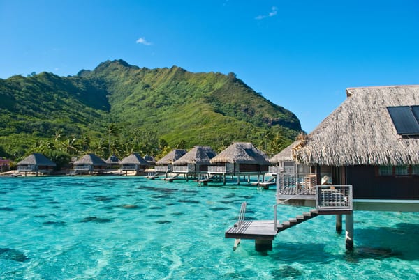 Обои океан, бунгаловый отель, Moorea, экзотика, French Polynesia