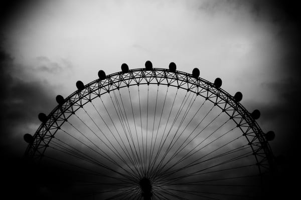 Обои черно-белая, london eye, небо