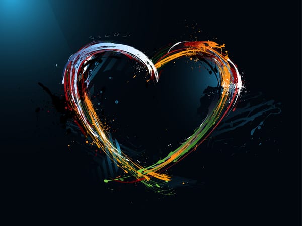 Обои Painted heart, краски, разводы, арт, сердце, писунок, разноцветные