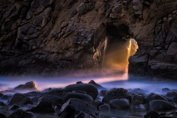 Обои Pfeiffer Beach, pacific, скала, океан, Big Sur, sunset, камни, California
