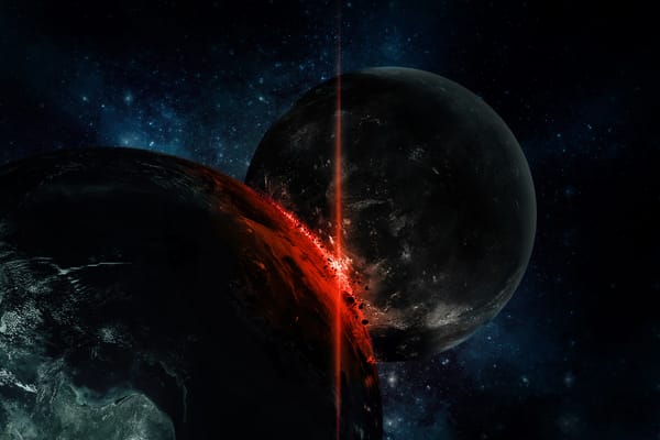 Обои планеты, обломки, столкновение, stars, катастрофа, огонь, удар, impact