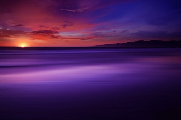 Обои солнце, тихий океан, california, The Power Of Purple, цвета