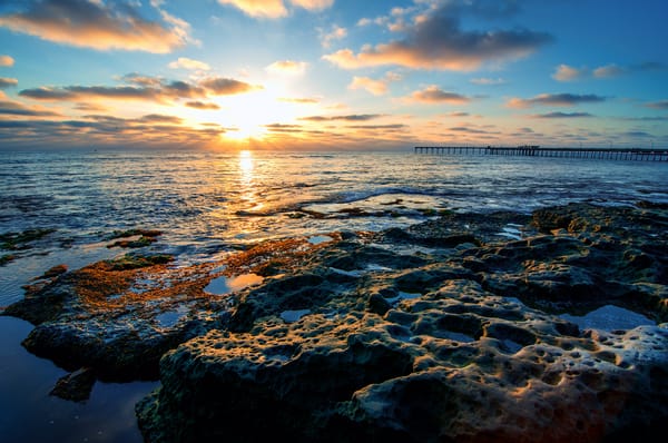 Обои San Diego, небо, Калифорния, Природа, береговая линия, облака, Сан-Диего, Ocean Beach shoreline, USA, солнце, США
