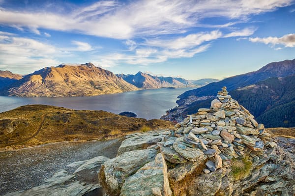 Обои горы, камни, пирамида, небо, новая зеландия, озеро, New Zealand, Queenstown