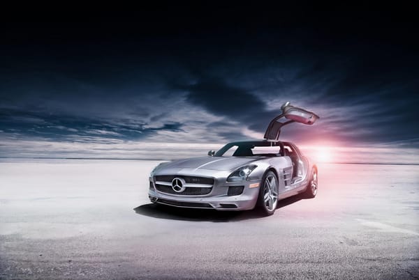 Обои Mercedes-Benz, silvery, SLS, мерседес бенц, пустыня, серебристый, AMG