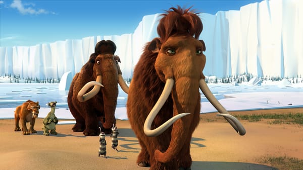 Обои ленивец, тигр, мамонты, приключения, Ice age : The meltdown, поход, герои, Диего, Сид, мультфильм, мультик, Крэш и Эдди, персонажи, опоссумы, Мэнни и Элли, Ледниковый период 2