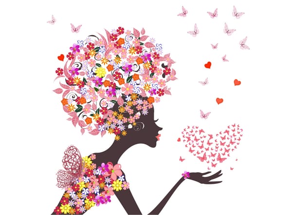Обои цветы, бабочки, flowers, hearts, abstraction, абстракция, сердечки, девушка, butterflies, girl