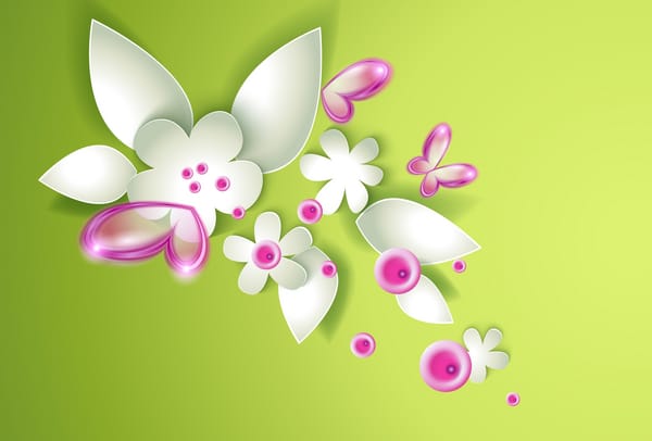 Обои цветы, flowers, butterflies, бабочки, зеленая абстракция, green abstraction