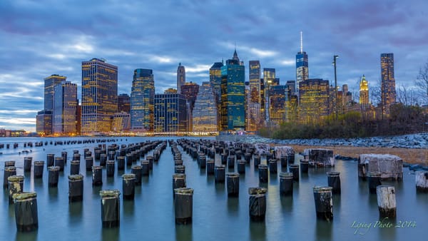 Обои New York, вечер, США, небоскребы, Нью-Йорк, East River, Lower Manhattan, город, Ист-Ривер, New York City, Brooklyn Bridge Park, Манхэттен